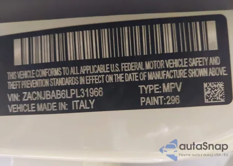 2020 Jeep Renegade Sport 4X4 from USA, damaged, VIN ZACNJBAB6LPL31966